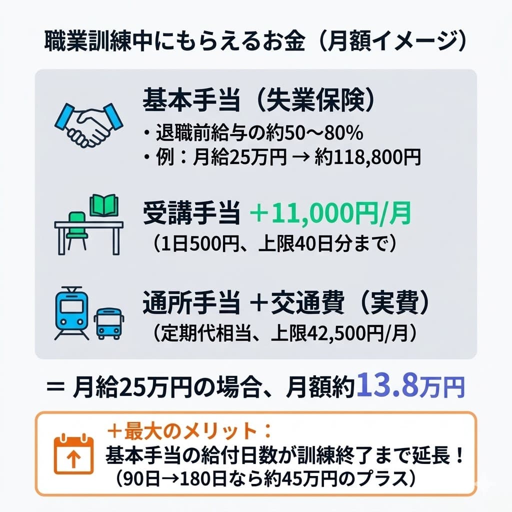 職業訓練中にもらえるお金の全体像
