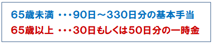 65歳以上は高年齢求職者給付金の一時金になる