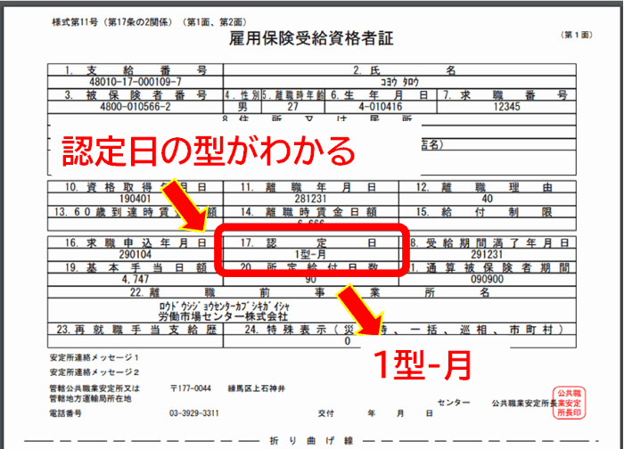 雇用保険受給資格者証