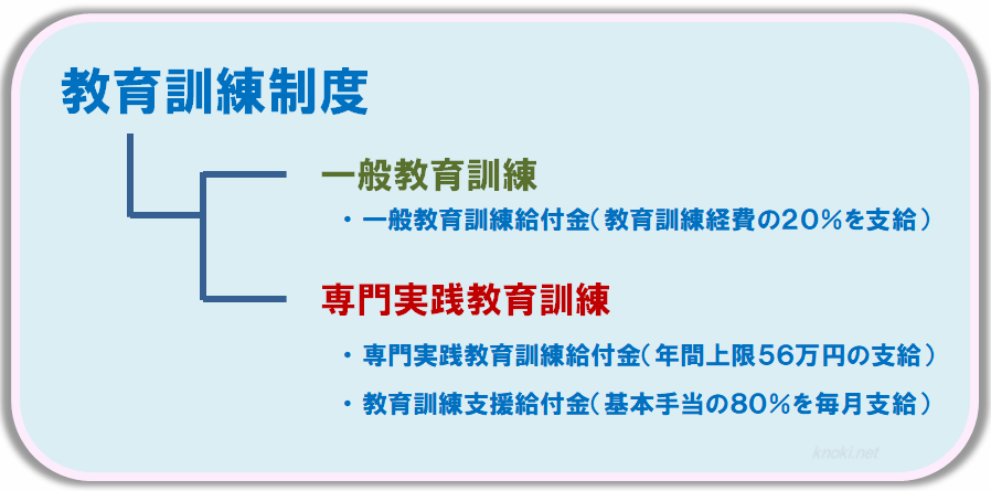 一般教育訓練給付金と専門実践教育訓について