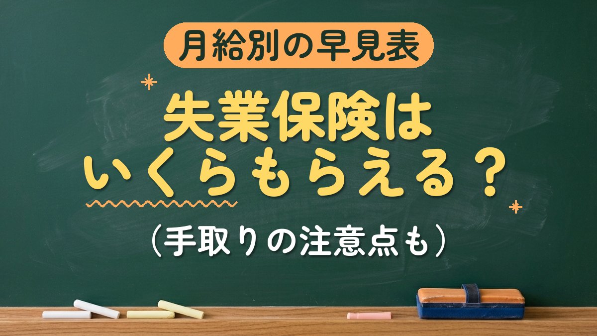 月給別の早見表 失業保険はいくらもらえる？（手取りの注意点も）