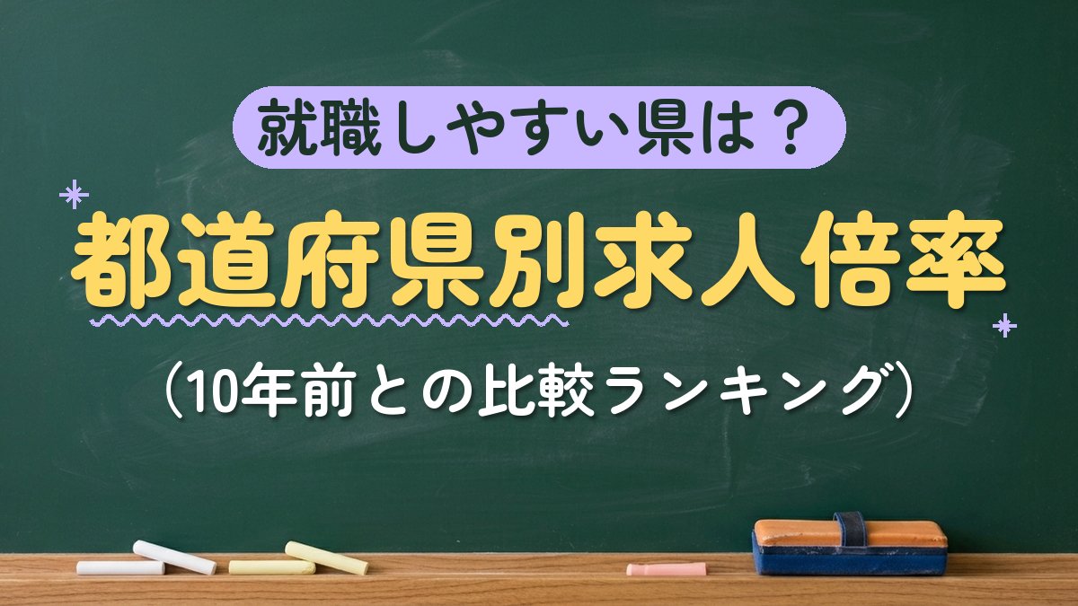 就職しやすい県は？都道府県別求人倍率（10年前との比較ランキング）